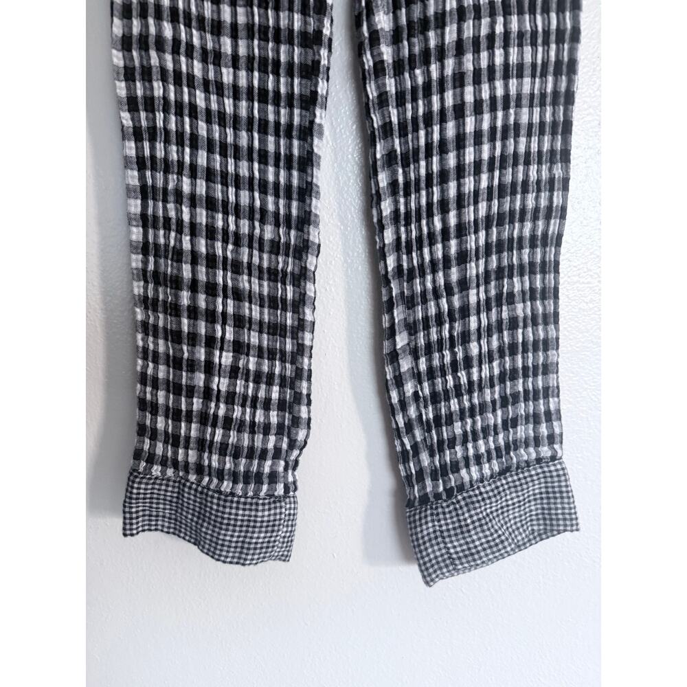 BY ANTHROPOLOGIE 100% cotton black white smocked pull on gingham casual pants - Picture 4 of 6